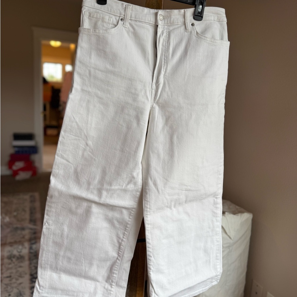Banana Republic White Wide Leg Crop Jeans